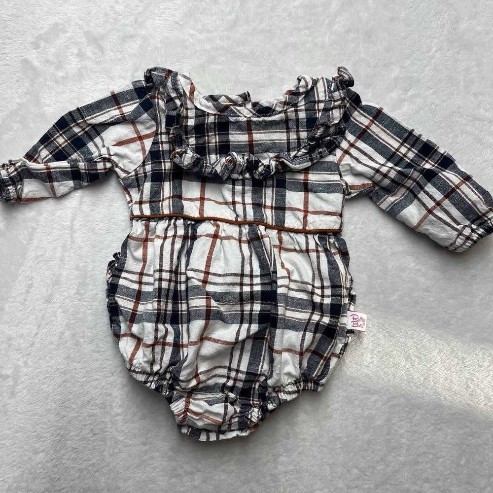 Ruffle Butts Plaid Long Sleeve Bubble Romper Baby Girl 0-3m Christmas Fall